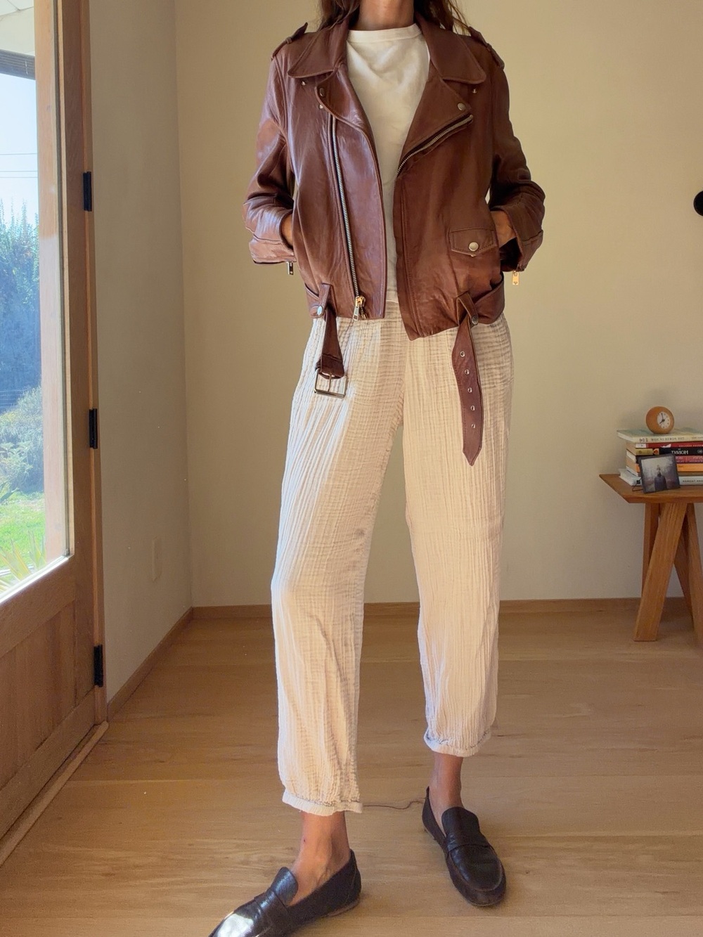 Acne Chocolate Brown Leather Biker Jacket